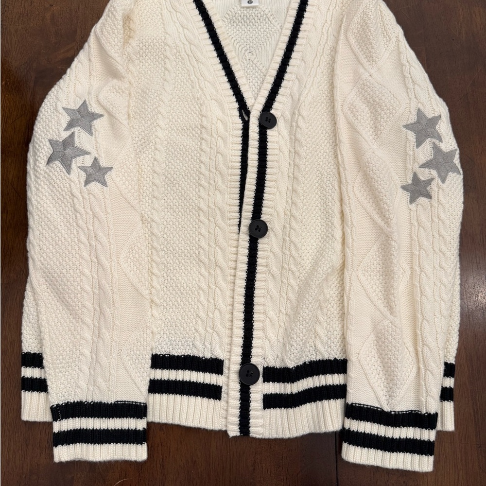 Taylor Swift inspried Cream Cardigan with Gray Star Accents